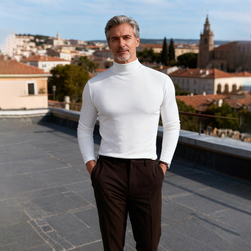 🔥Oferta especial Black Friday: ¡50 % de descuento!🔥Camiseta slim fit de manga larga para hombre con cuello alto.