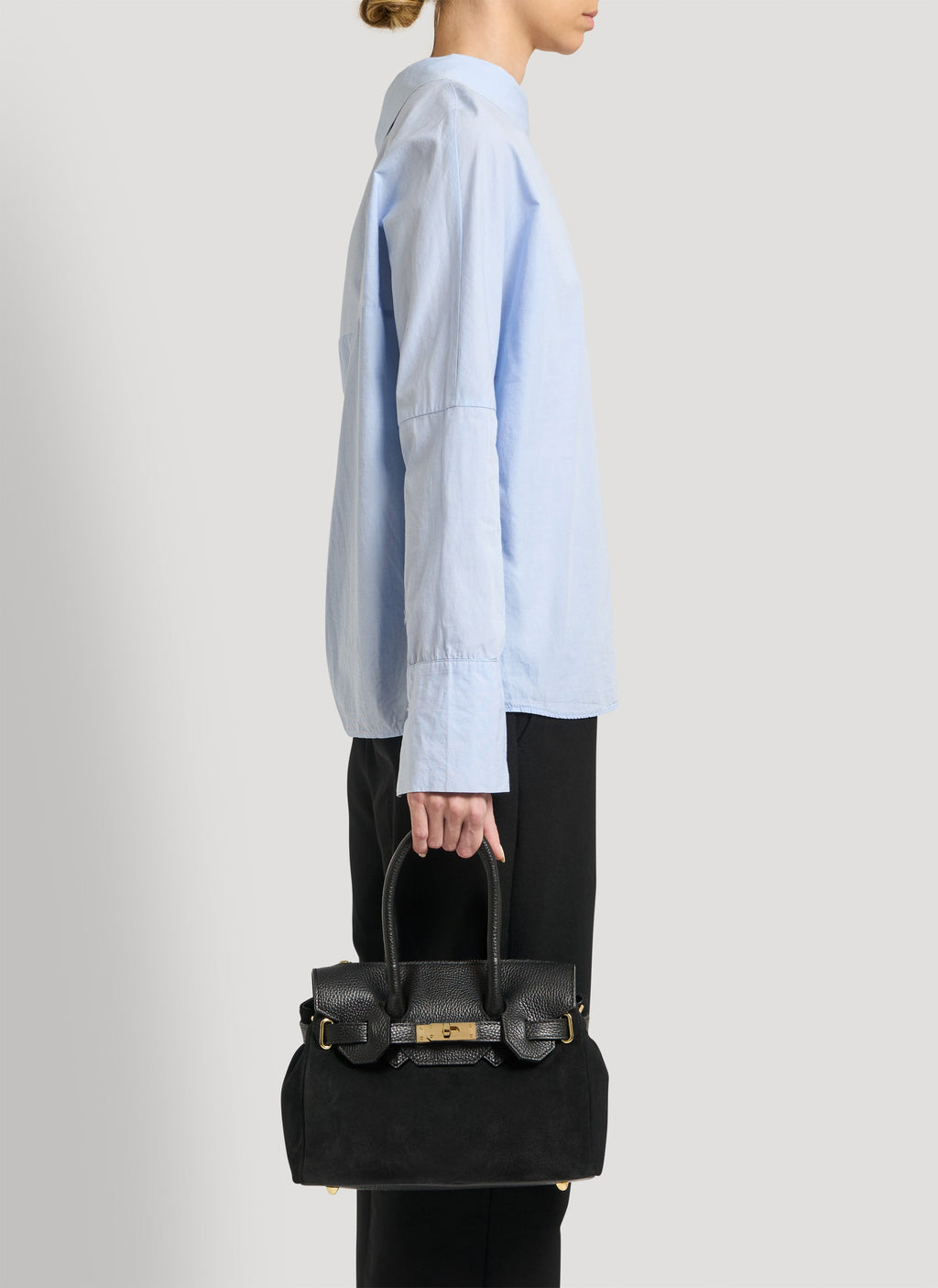 Bolso Elizabeth Micro en ante y piel negro