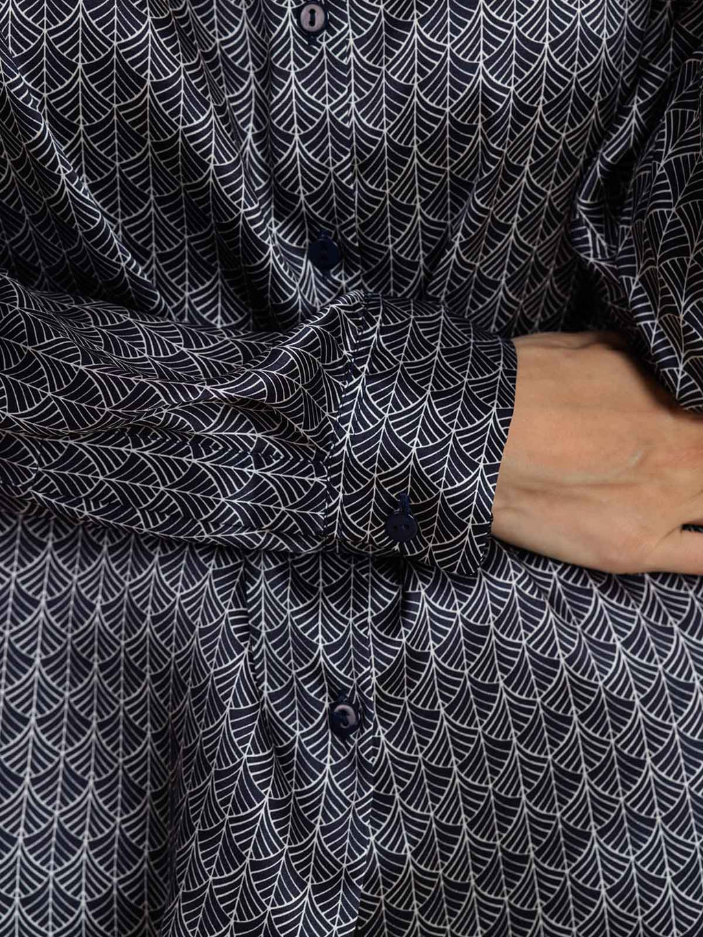 19Momme Seda Básica Cuello Militar Camisa