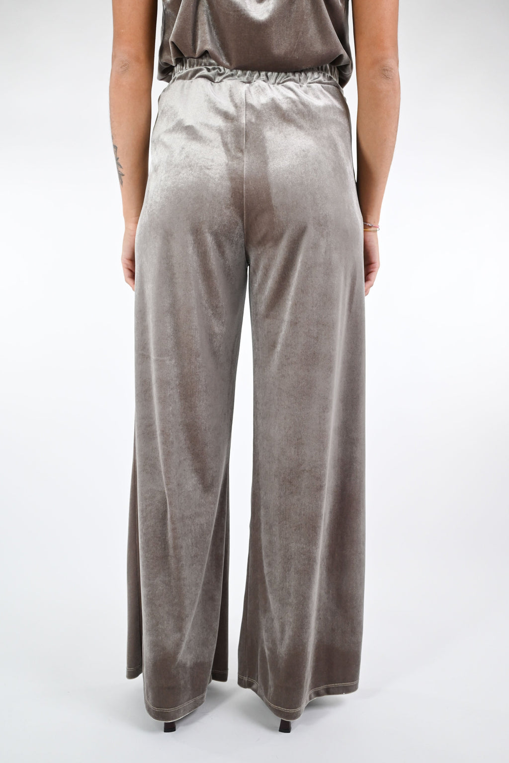 TENSIONE IN - PANTALÓN PALAZZO DE TERCIOPELO LISO - RAQUEL