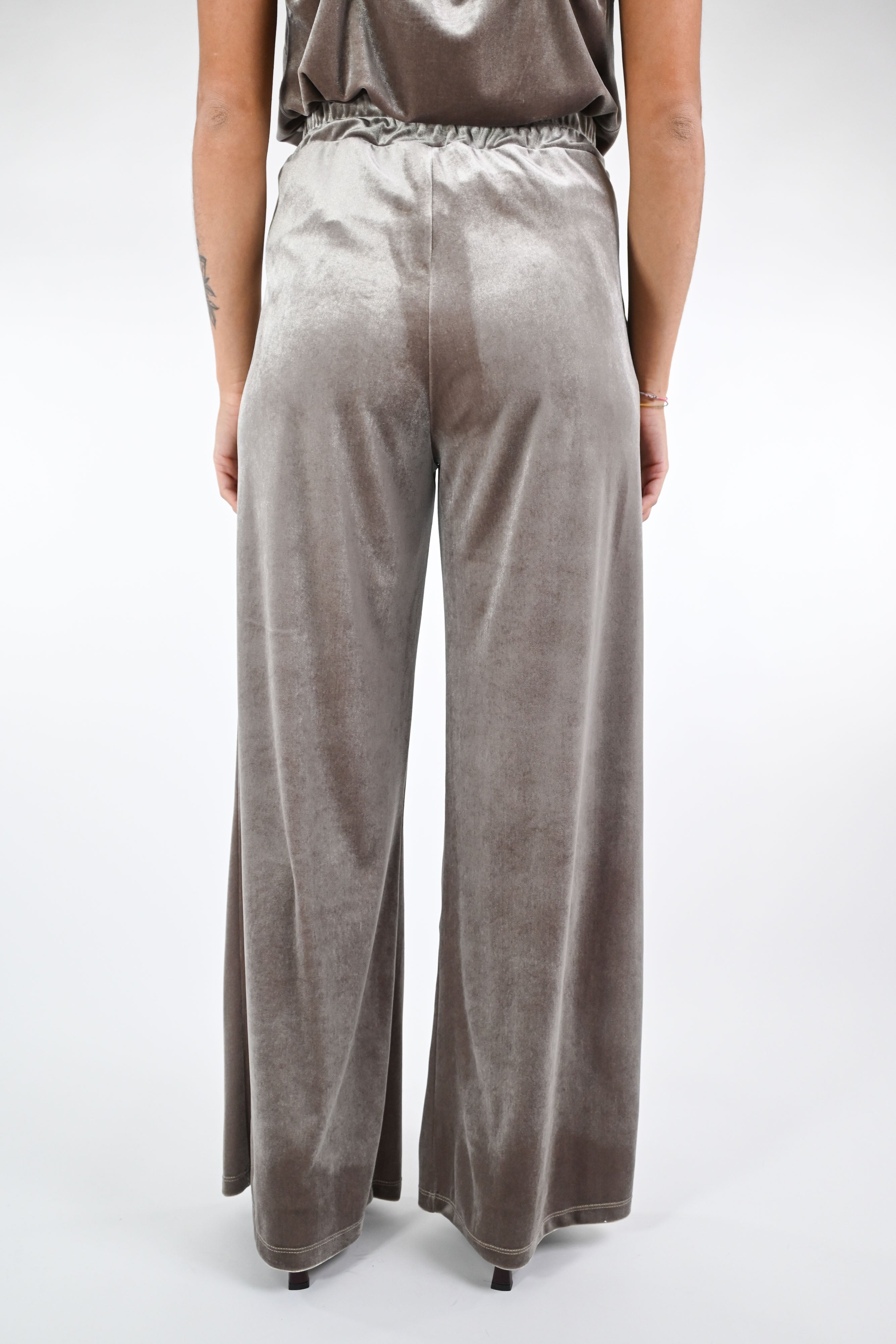 TENSIONE IN - PANTALÓN PALAZZO DE TERCIOPELO LISO - RAQUEL