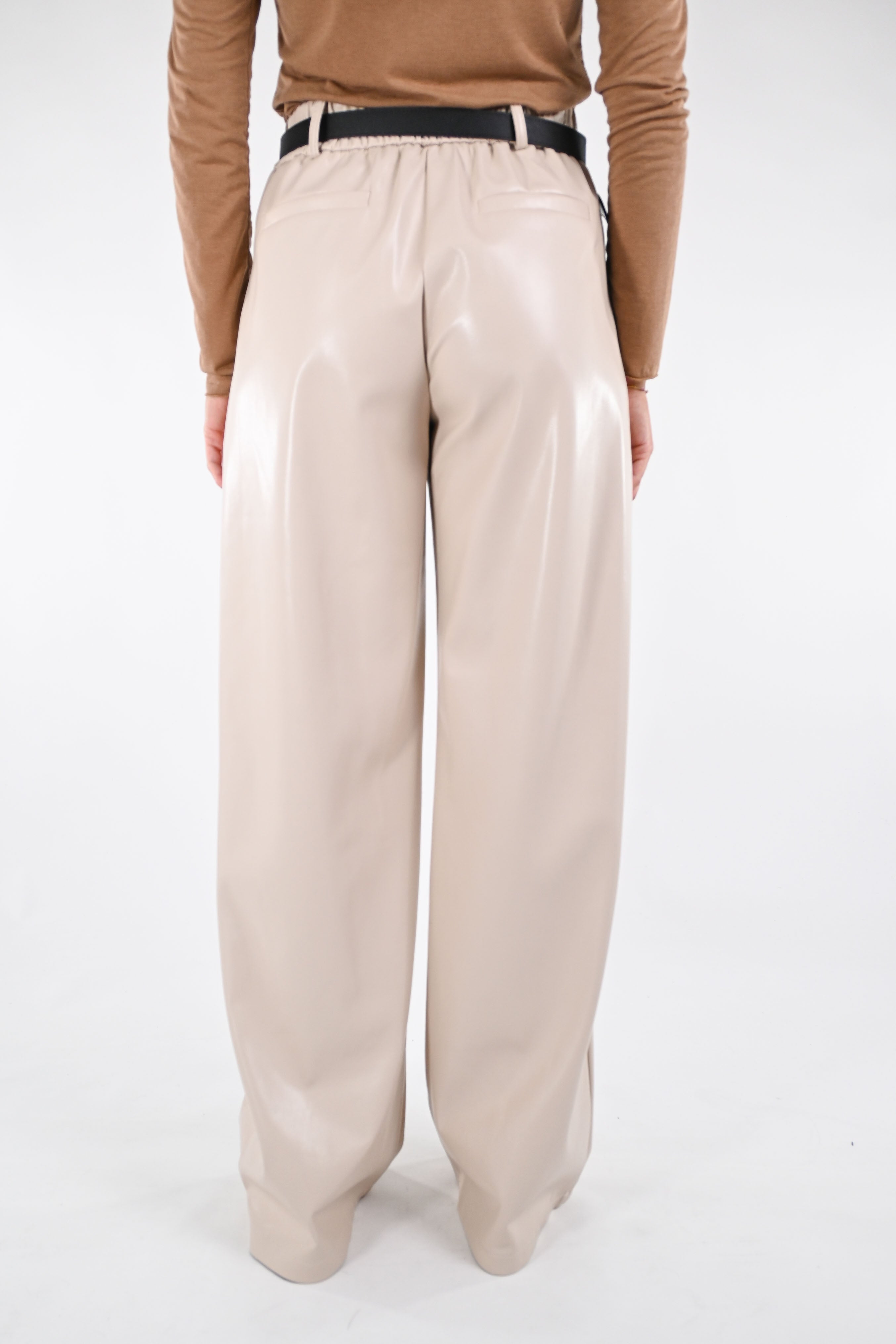 HAVEONE - PANTALÓN DE ECOPELLE - LECHE