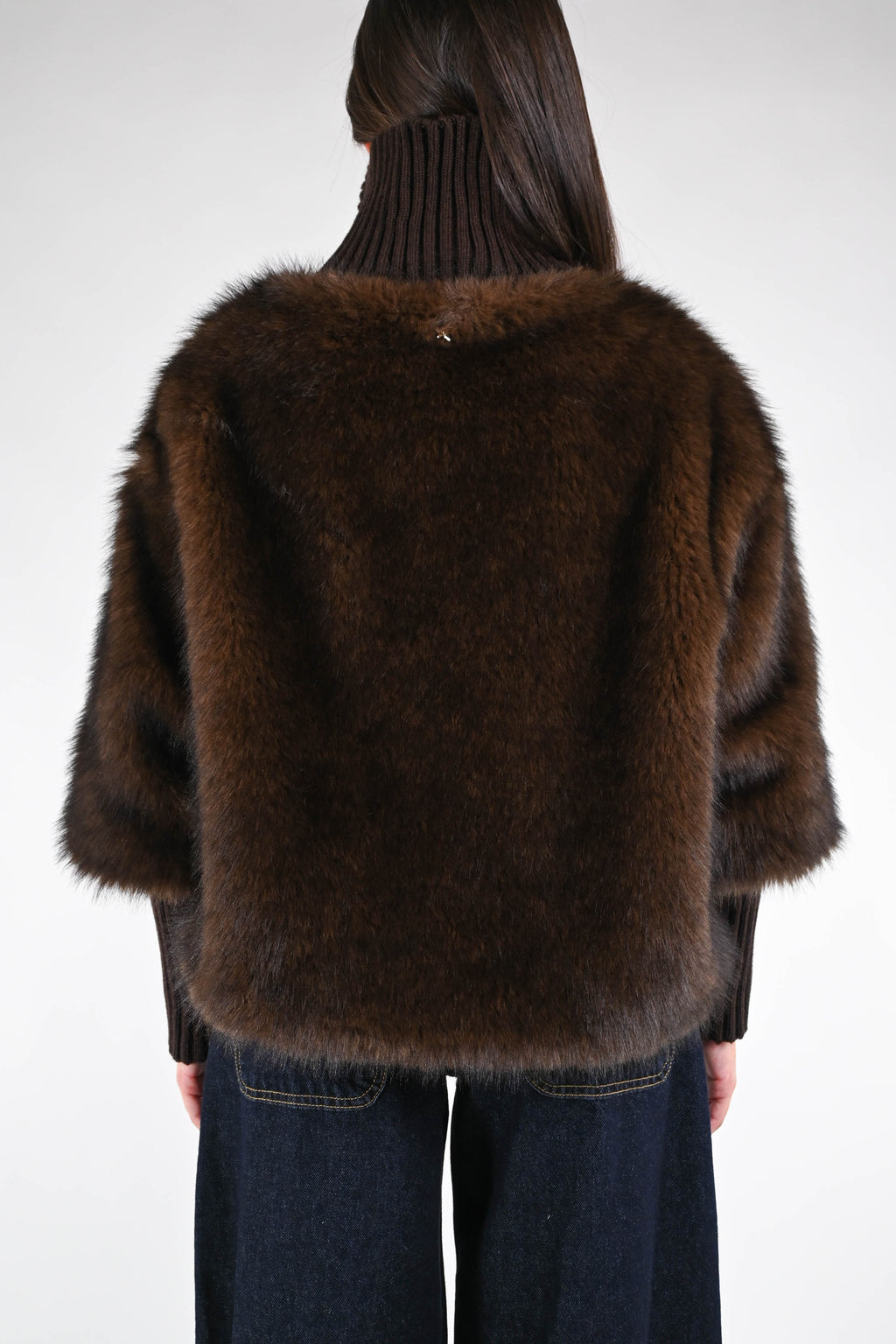 SANDRA - ECOPELO CON CUELLO Y PUÑOS DE LANA ART.S38M0550 - MORO