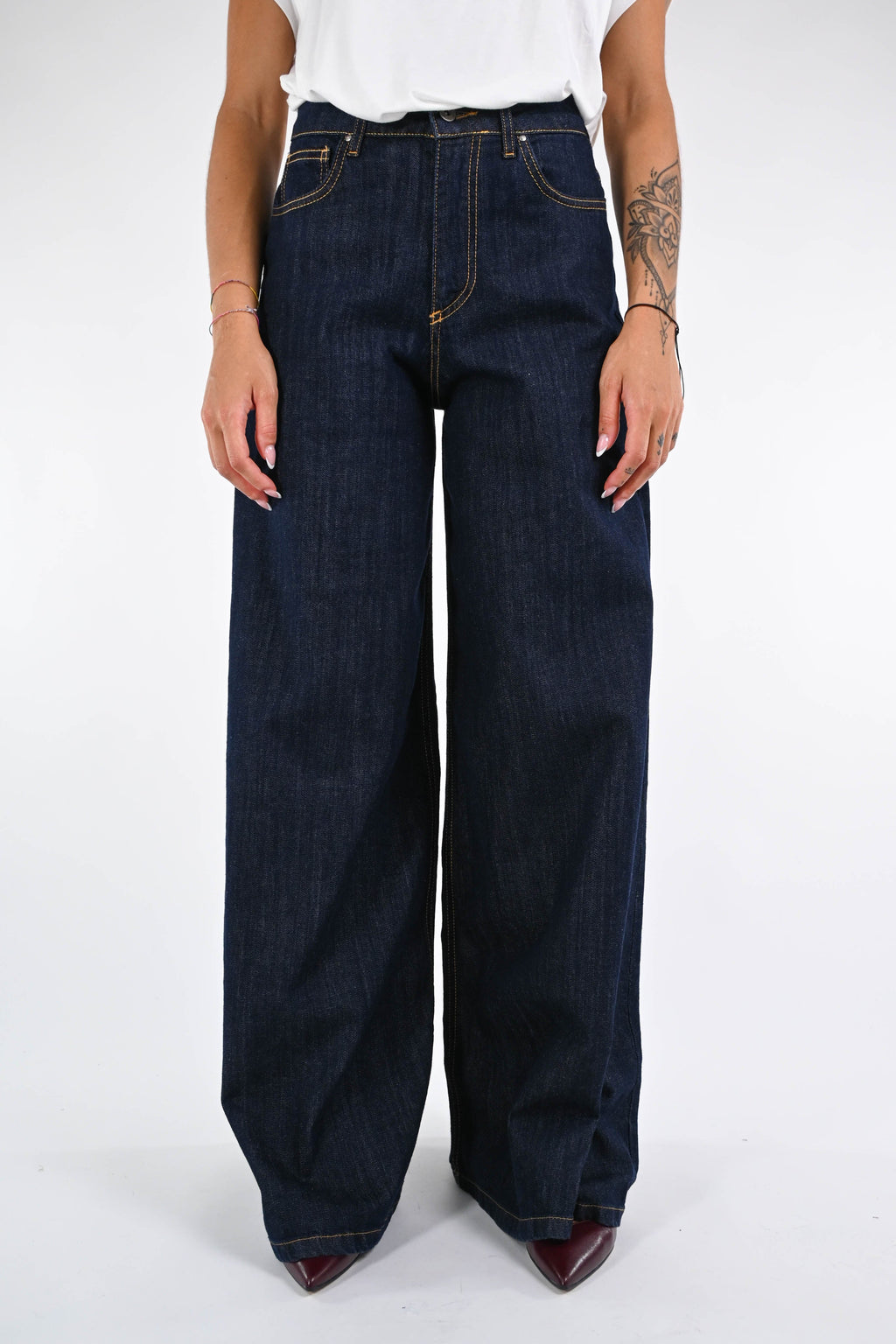 ROCIO - VAQUEROS PALAZZO 5 BOLSILLOS - DENIM OSCURO