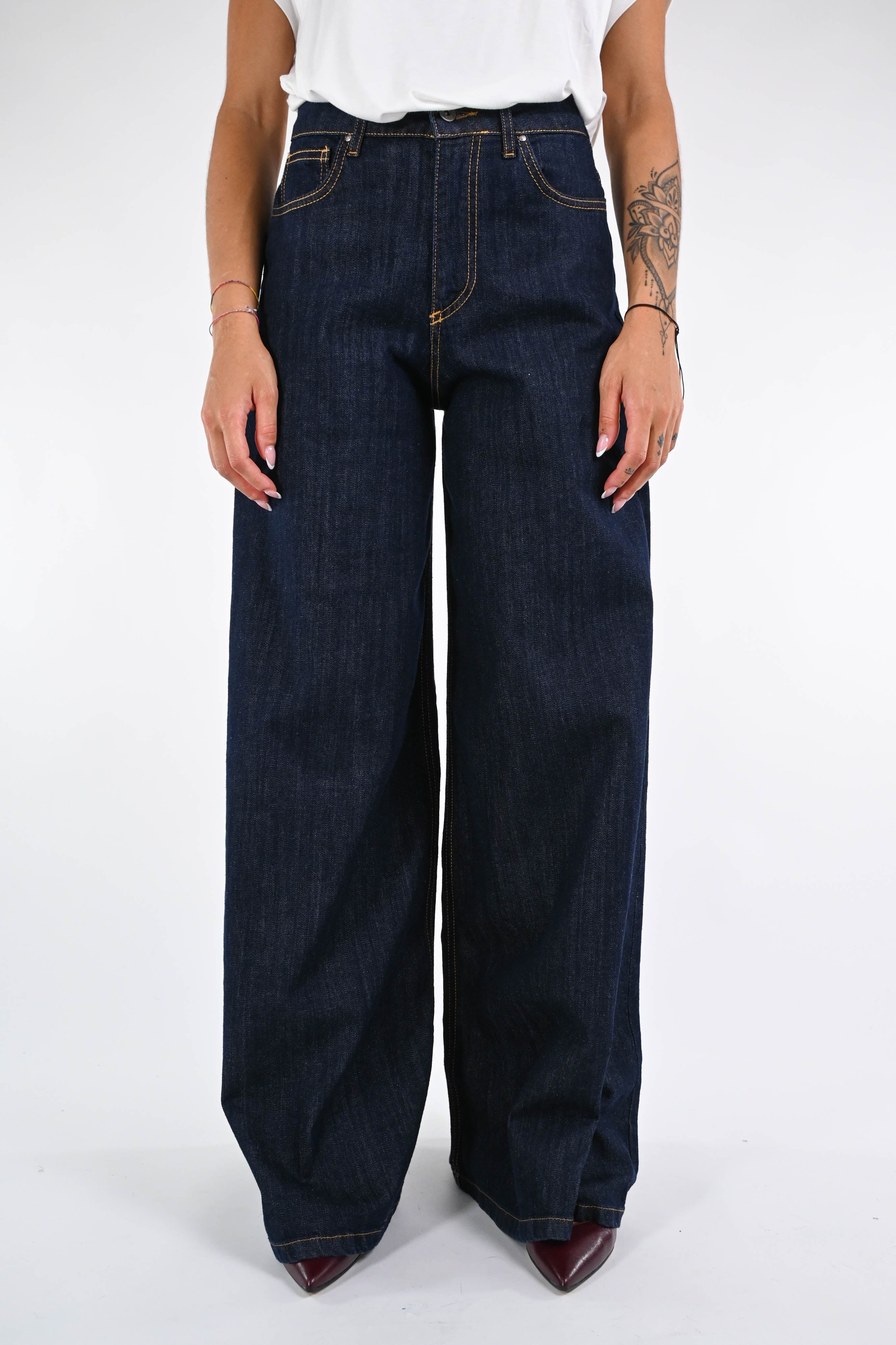 ROCIO - VAQUEROS PALAZZO 5 BOLSILLOS - DENIM OSCURO