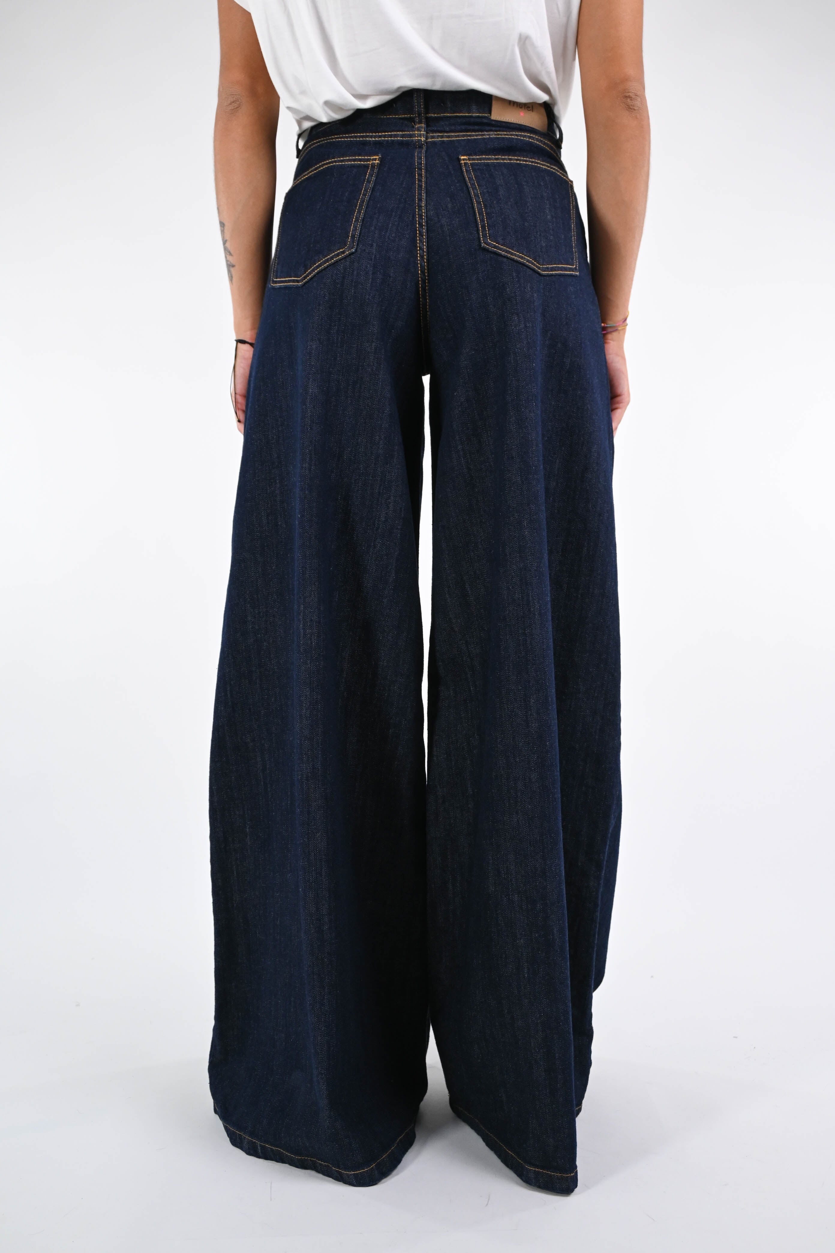 ROCIO - VAQUEROS PALAZZO 5 BOLSILLOS - DENIM OSCURO