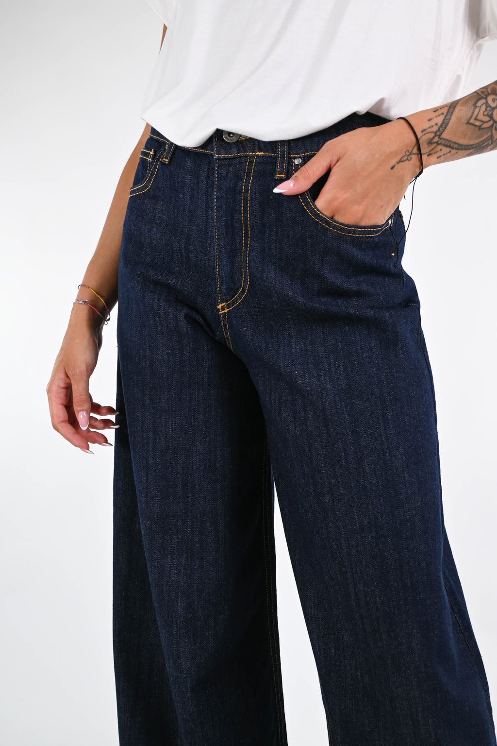 ROCIO - VAQUEROS PALAZZO 5 BOLSILLOS - DENIM OSCURO