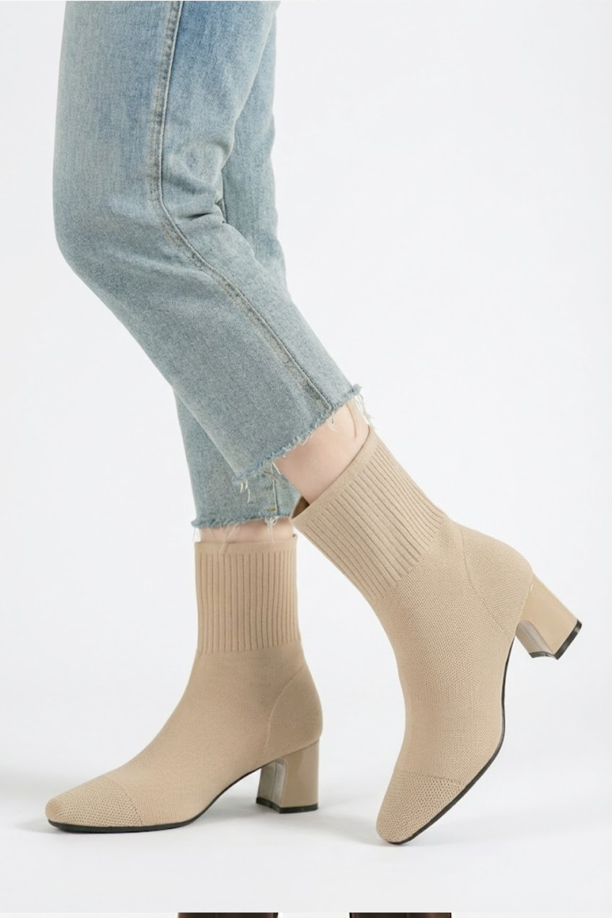 Clara | Botines tipo calcetín con tacón ancho