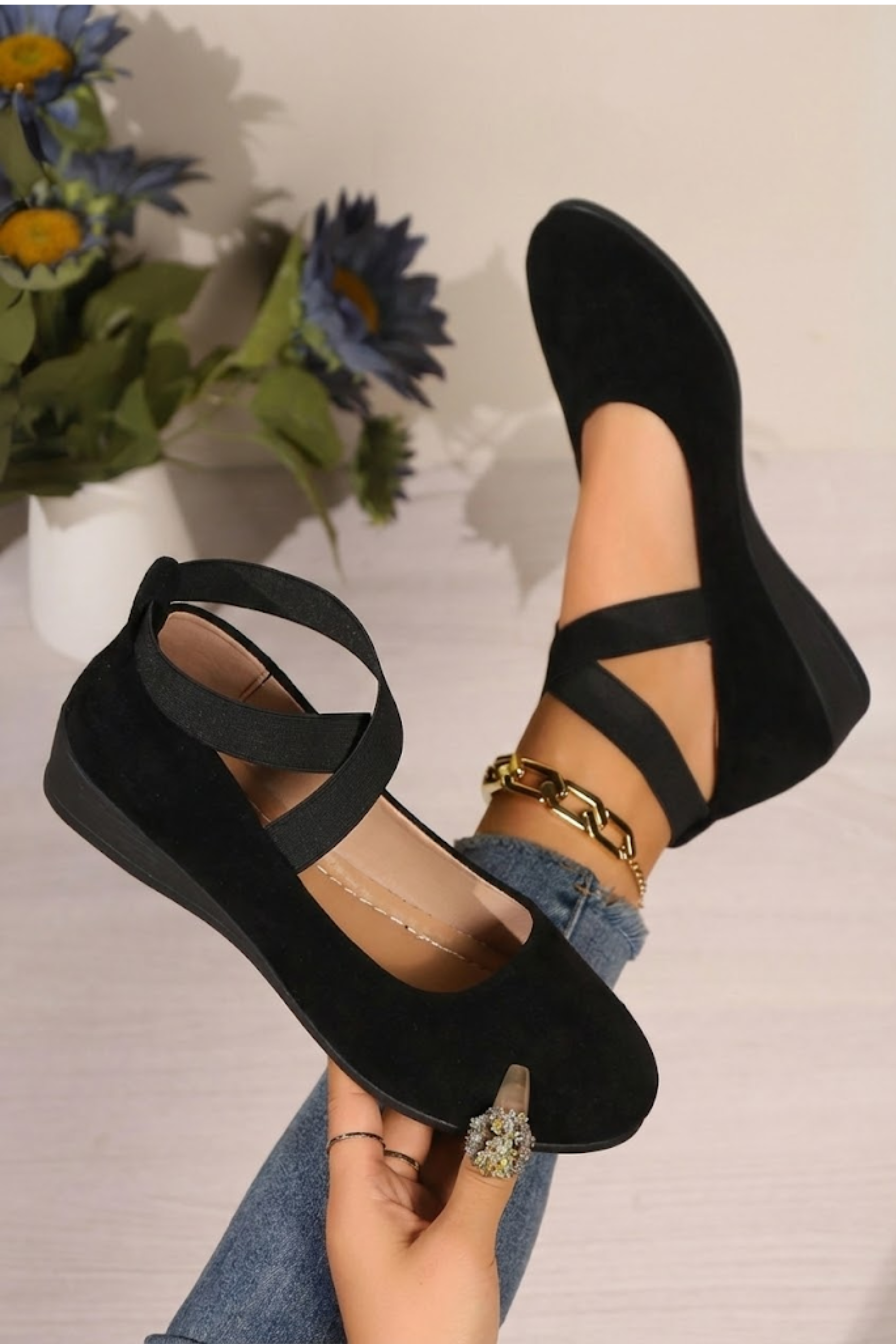 Bailarinas con tacón de cuña cerrado