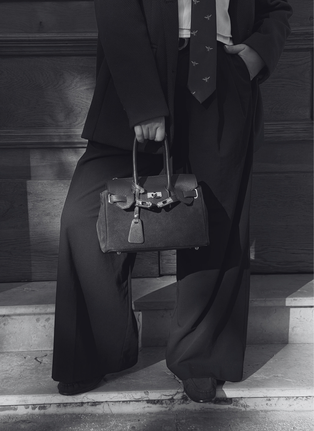 Bolso Elizabeth Micro en ante y piel negro