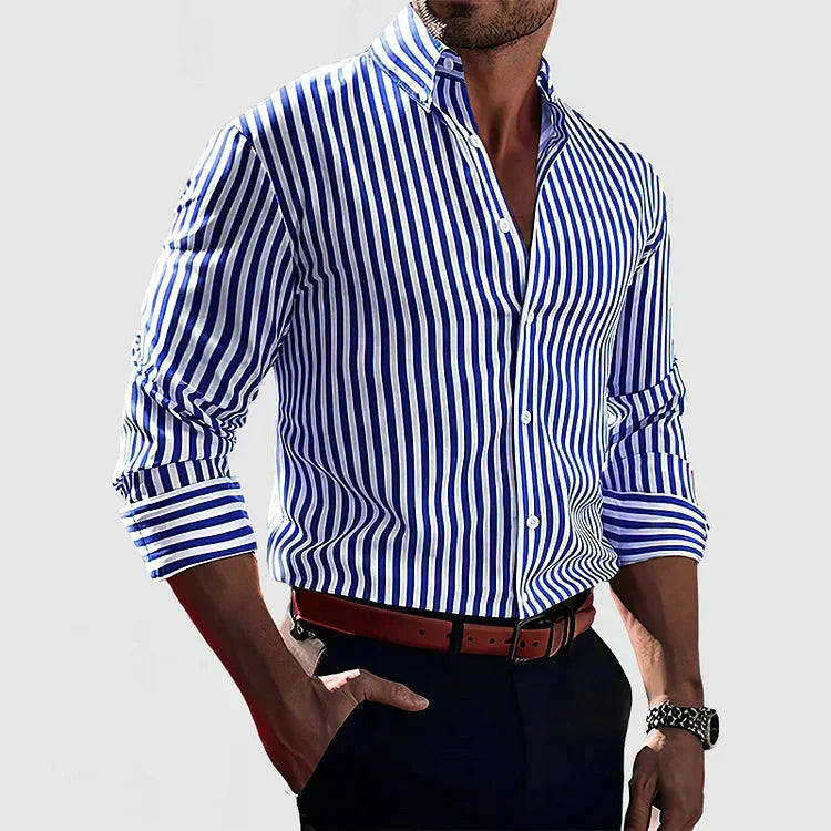 Rivon™ – Camisa de rayas para hombre: elegante, con estilo y segura de sí misma.